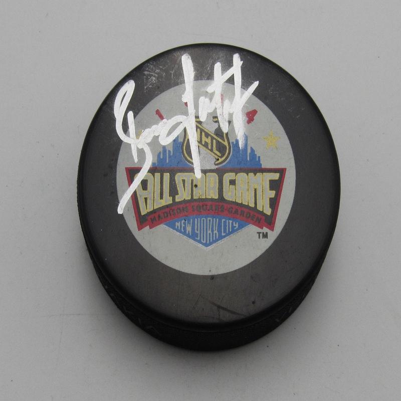 Brian Leetch HOF Signed/Auto 1994 All Star Game Hockey Puck Rangers PSA 194299