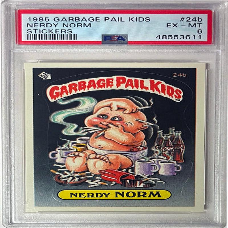 1985 Topps Garbage Pail Kids Series 1 Nerdy Norm Stickers #24b- PSA Graded 6 EX-MT