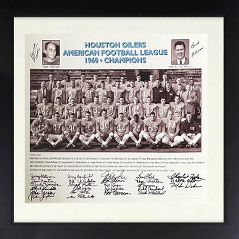 1960 Houston Oilers AFL Champions 16x20 Team Signed Photo -27 Sigs Custom Framing Beckett (RARE/K.S.Bud Adams/Orville Trask
