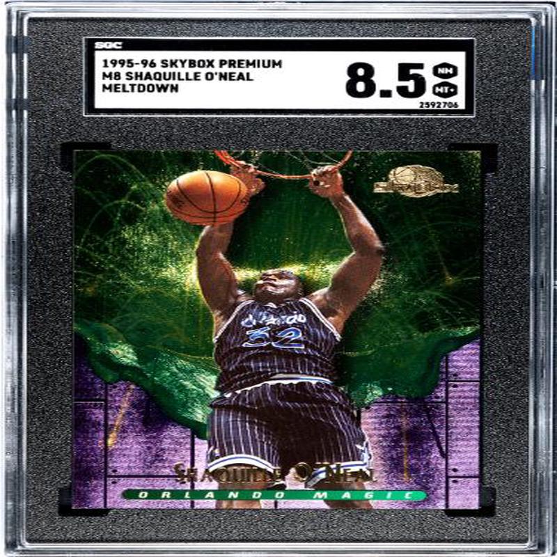 Shaquille O\’Neal 1995-96 Skybox Premium Meltdown Card #M8- SGC Graded 8.5 NM-MT+ (Orlando Magic/HOF)