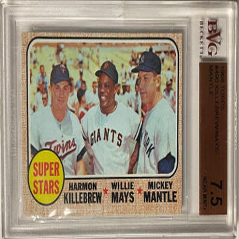 1968 Topps Mickey Mantle/Willie Mays/Harmon Killebrew Card #490- BVG Graded 7.5 Near Mint+ (Subgrades/Yankees/Giants/Twins)