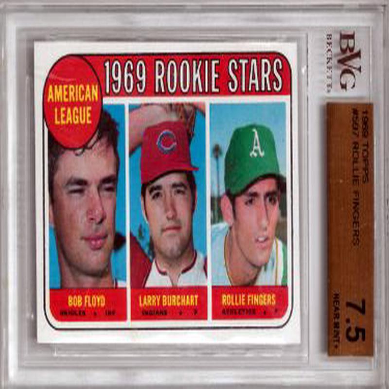 Rollie Fingers 1969 Topps Rookie Stars Baseball Card #597- BVG Graded 7.5 Near Mint+ (w/ Sub Grades w/Larry Burchart/Bob Floyd)