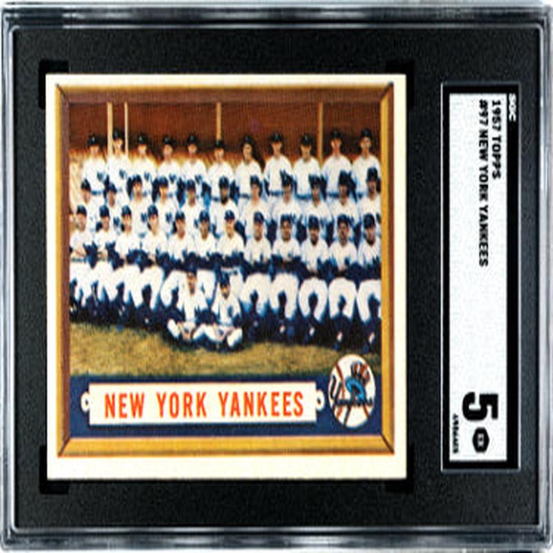 1957 Topps New York Yankees Baseball Card #97- SGC Graded 5 EX (Mickey Mantle/Roger Maris)