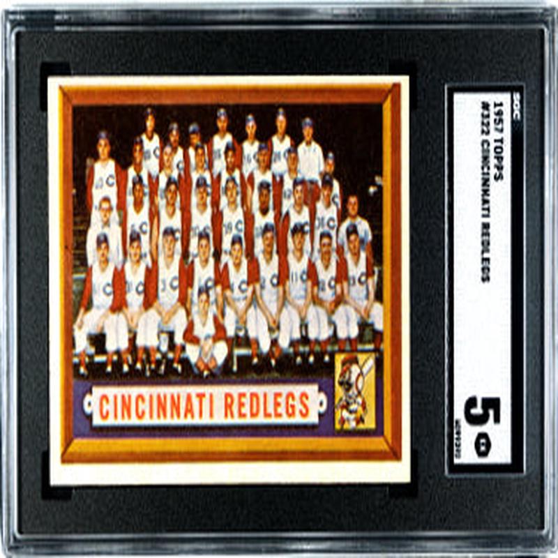 1957 Topps Cincinnati Redlegs Baseball Card #322- SGC Graded 5 EX