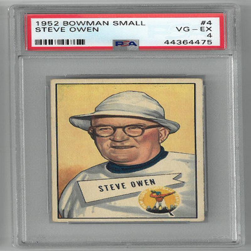 Steve Owen New York Giants 1952 Bowman Small Football Card #4- PSA Graded 4 Very Good- Excellent