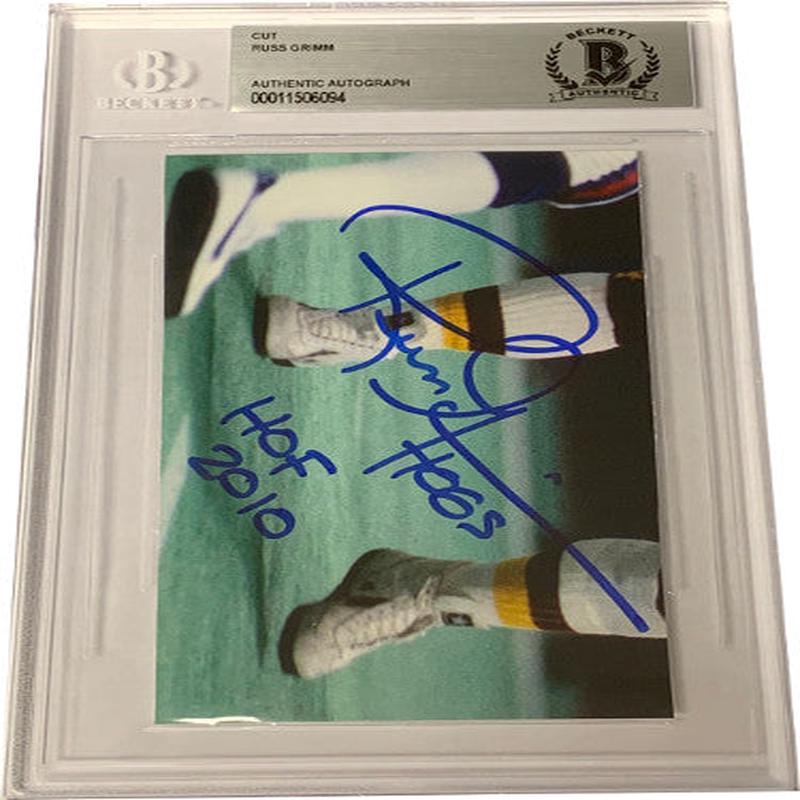 Russ Grimm signed 3×5 Cut Signature HOF 2010- Beckett BAS (Washington NFL Football Team)