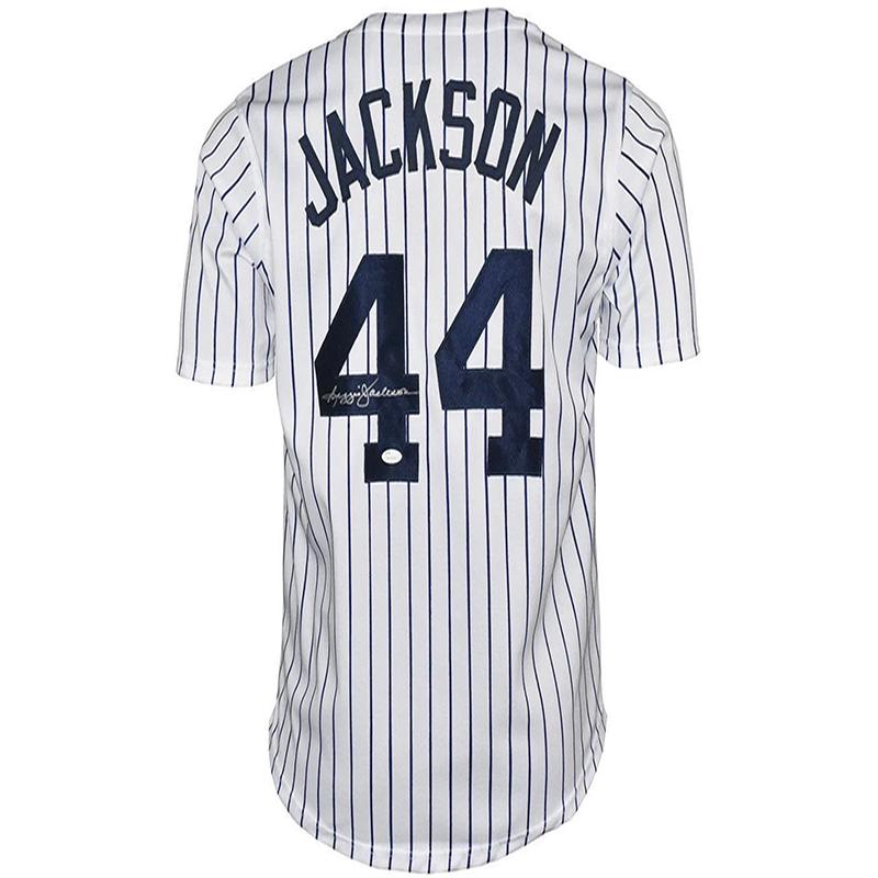 Reggie Jackson Signed New York White PinStrip Baseball Jersey JSA