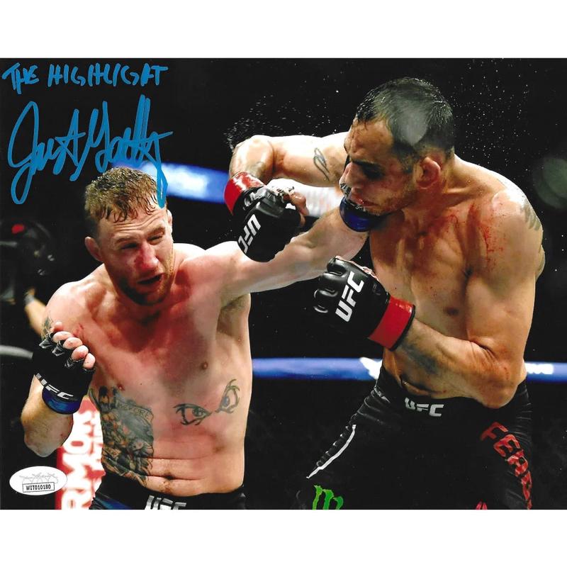 Justin Gaethje Autographed 8x10 Photo Left Hook Mma UFC JSA COA Signed