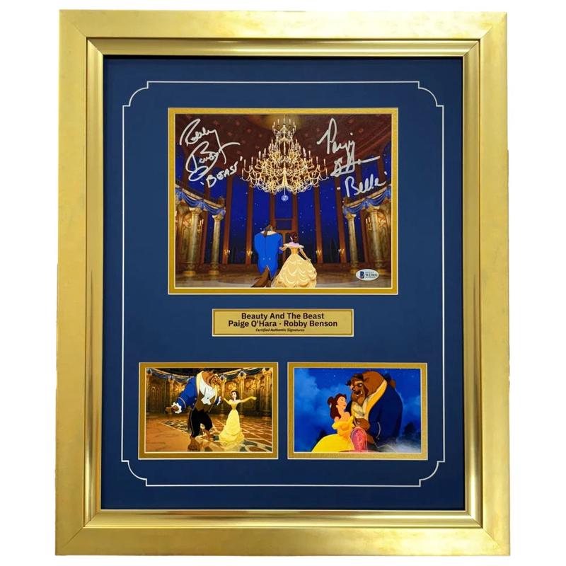 Paige O\'Hara & Robby Benson Signed Beauty & The Beast 8x10 Photo Framed BAS Autograph