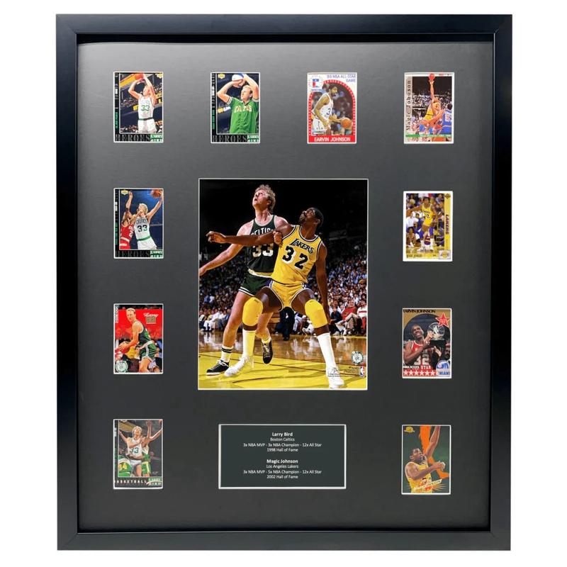 Magic Johnson & Larry Bird Framed 10 Basketball Card 8×10 Collage Lot Celtics Lakers