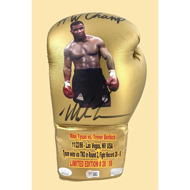Mike Tyson Signed Tyson vs. Glove *youngest Heavyweight Champ* vs. Trevor Berbick (#28/58)