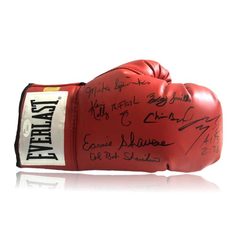 Boxing Legends Multi Signed Glove JSA COA Spinks Byrd Manfredy Brewster Smith +5