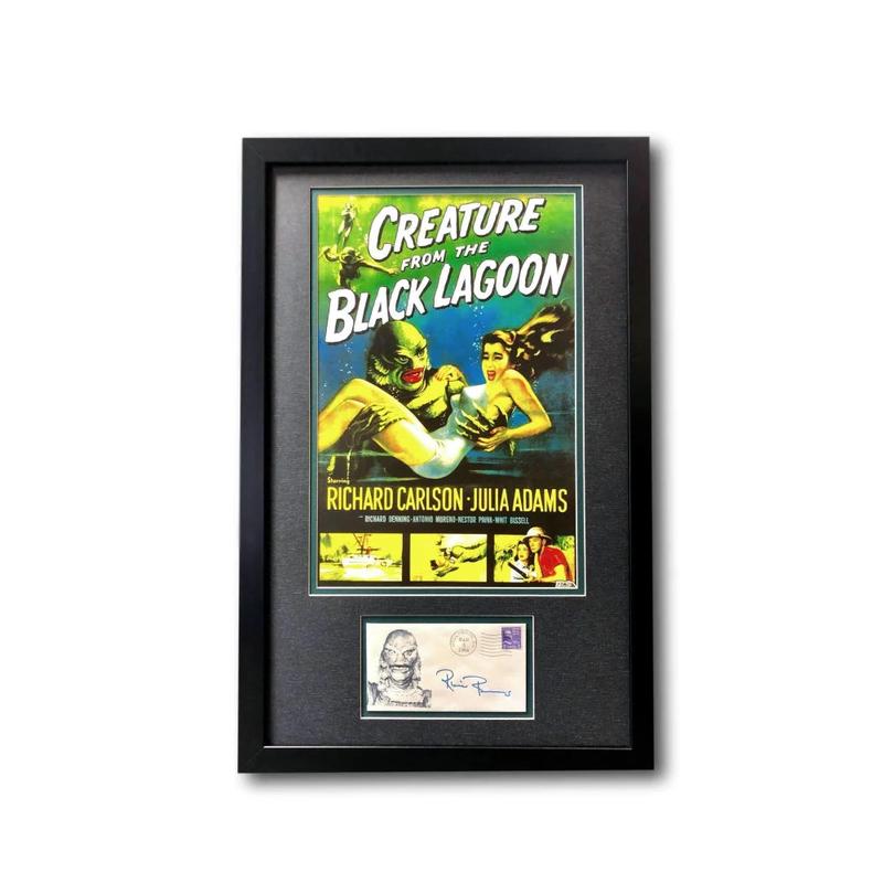 \"Creature of the Black Lagoon\" Carlson Framed Collage W/ Facs Autograph COA