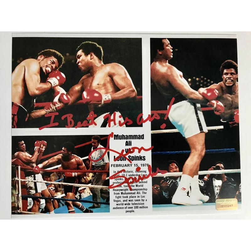 Leon Spinks Signed 8×10 Inscribed \”I Beat His A$$\” COA Inscriptagraphs 8x Muhammad Ali