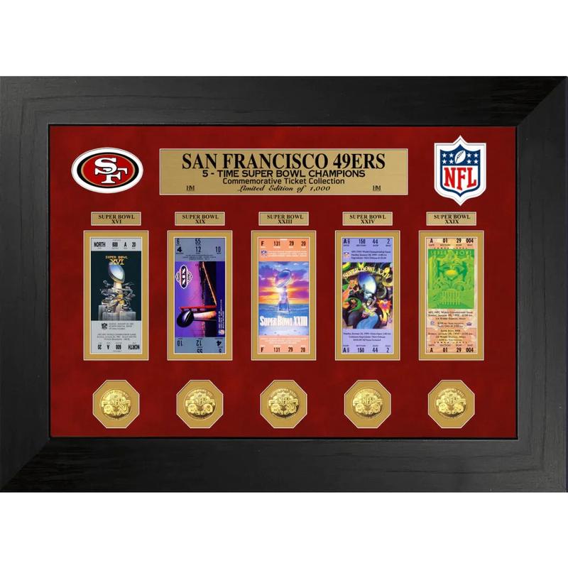 San Francisco 49ers Super Bowl Ticket and Game Coin Collection Framed Collage
