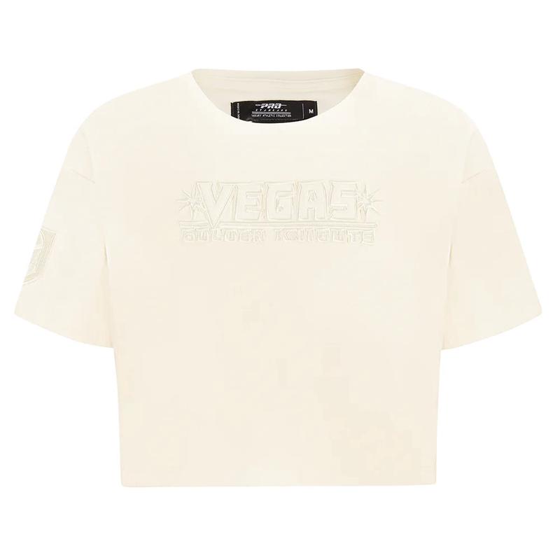 Women\'s Pro Standard Vegas Golden Knights Monochromatic Neutral Boxy Tee Shirt - Eggshello