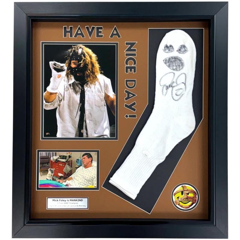 Mankind Mick Foley Autographed Mr. Socko Authentic Drawing Framed JSA WWE Signed WWF