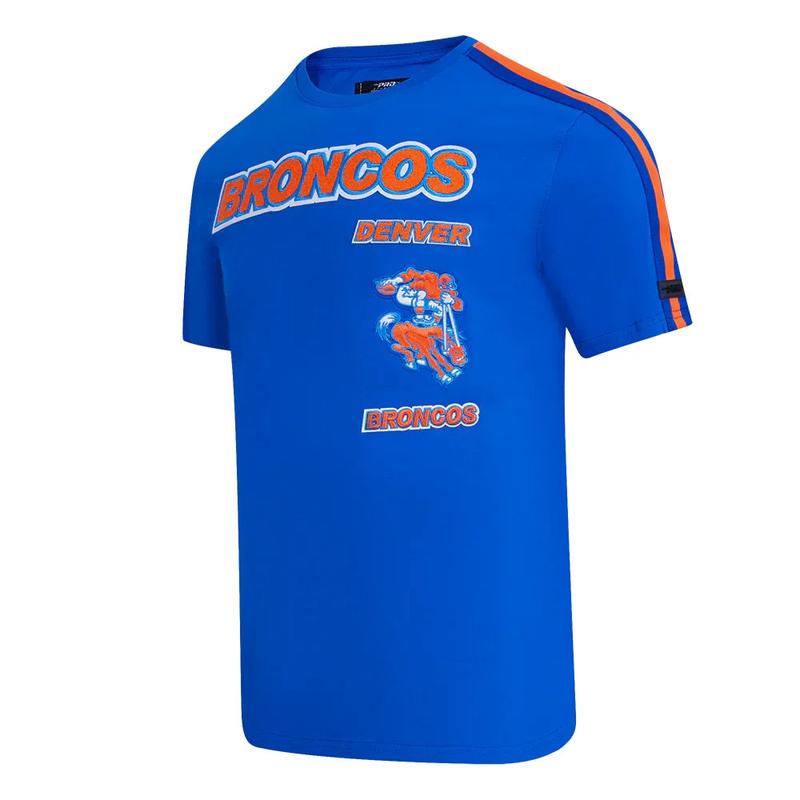 Men\’s Pro Standard Denver Broncos Retro Classic Chenille Striped Tee Shirt