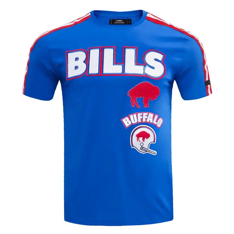 Men\’s Pro Standard Buffalo Bills Retro Classic Chenille Striped Tee Shirt