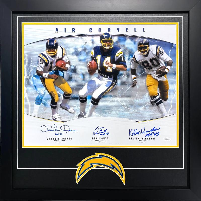 Air Coryell Fouts Joiner Winslow Signed San Diego LA Chargers Framed 16×20 Photo JSA Dan Charlie