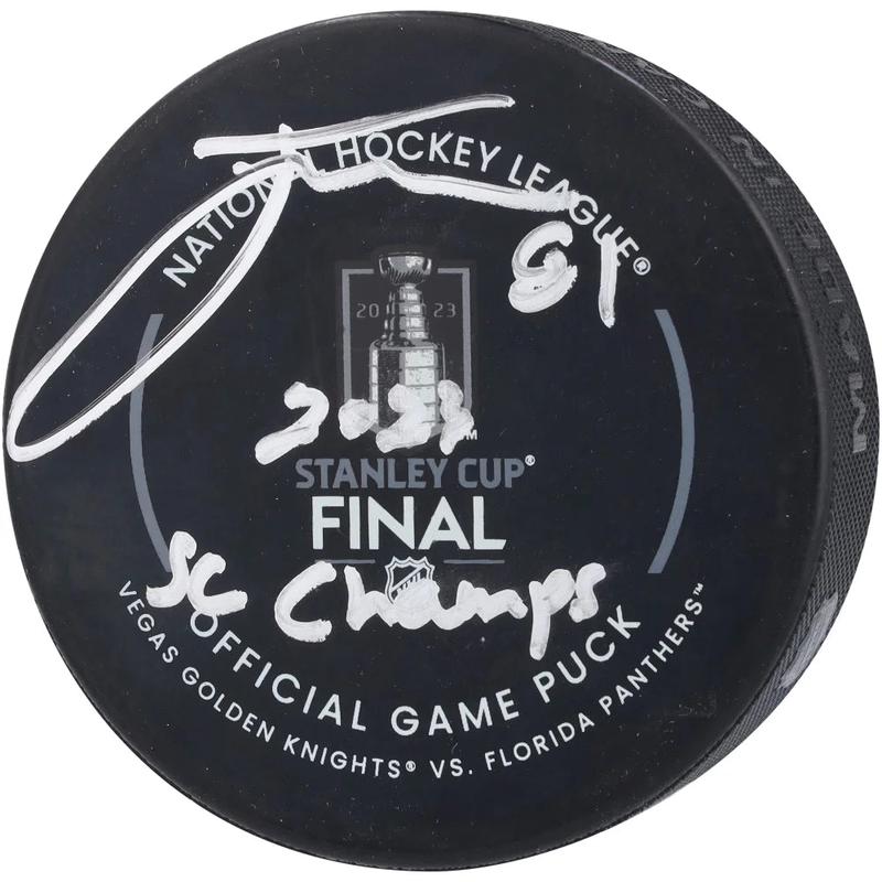 Jonathan Marchessault Signed Stanley Cup Vegas Golden Knights Official Puck Inscribed W/ Case