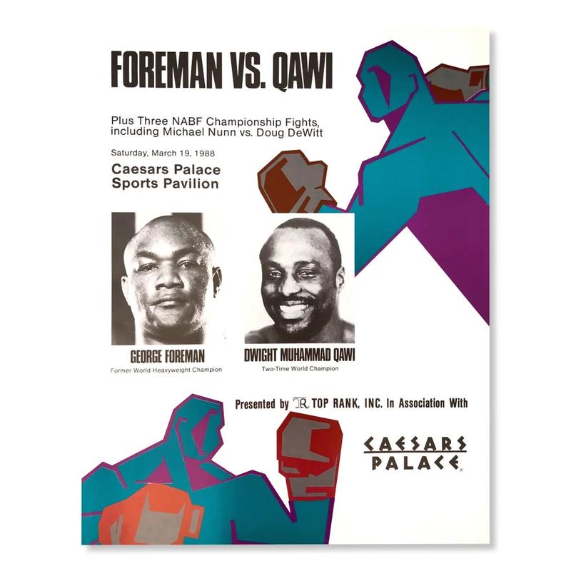 George Foreman Vs Dwight Muhammad Qawi 22x28 Poster - COA Owned by Caesars 1988