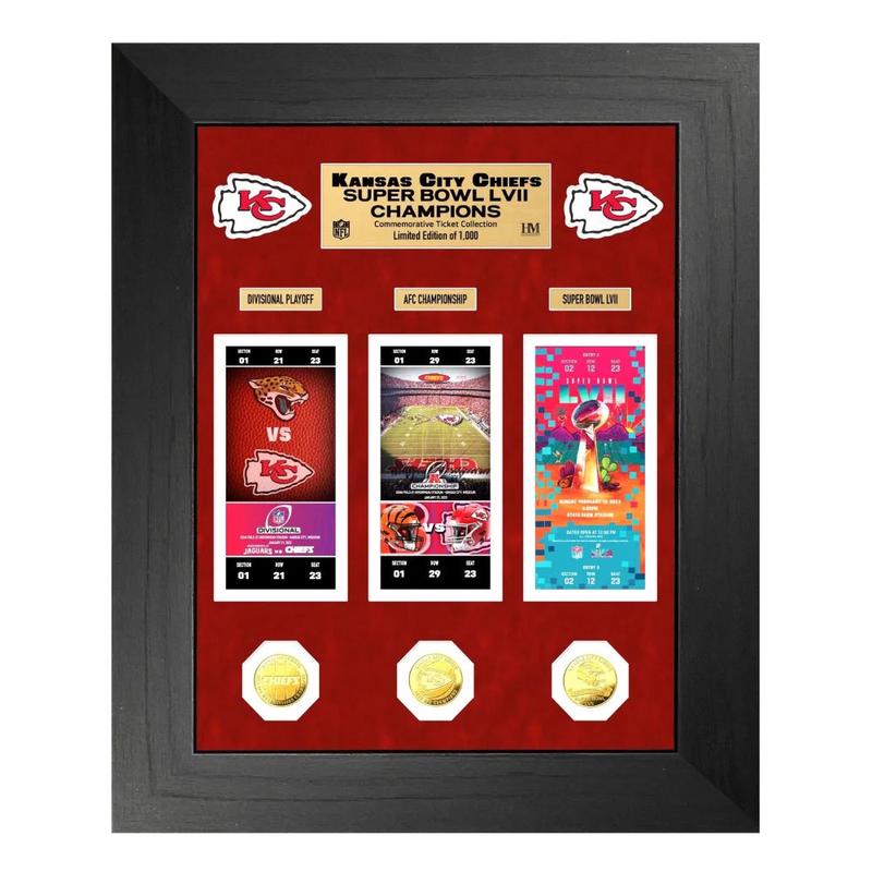 Kansas City Chiefs 2022-23 Super Bowl Lvii Gold Coins & Tickets Framed Collage #D/1000 Mahomes Kelce