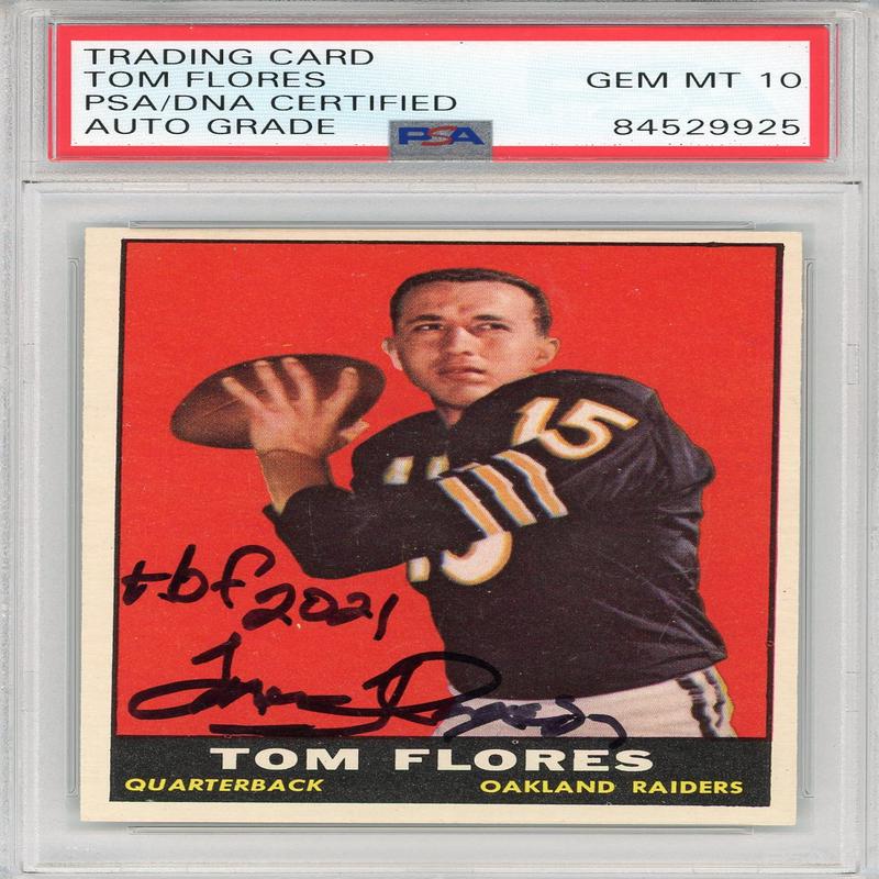 Tom Flores \"HOF 2021\" Autographed 1961 Topps Card #186 (PSA Auto 10)