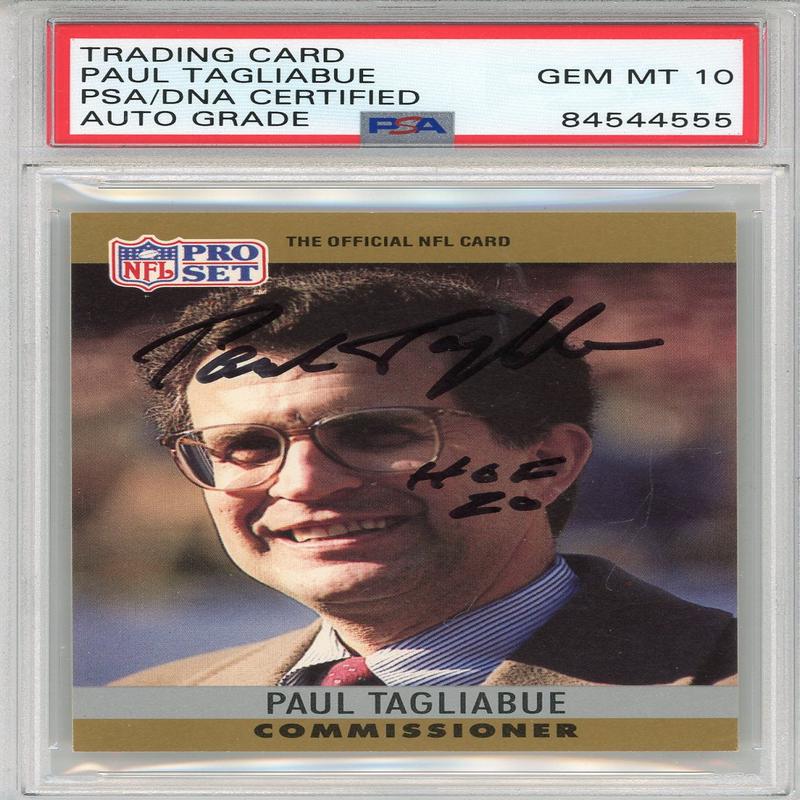 Paul Tagliabue \"HOF 20\" Autographed 1990 Pro Set Card #2 (PSA Auto 10)