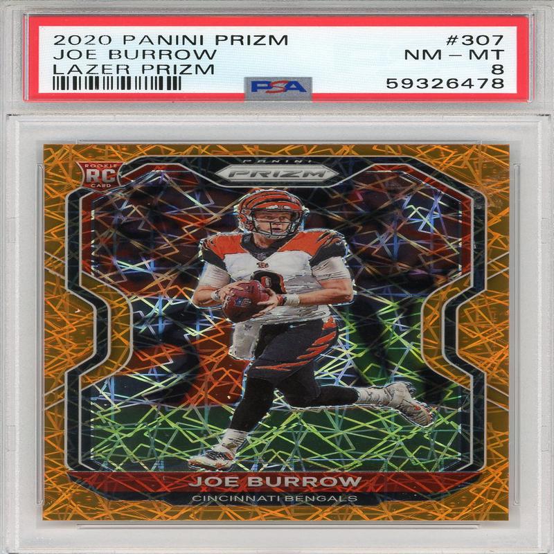 Joe Burrow 2020 Panini Prizm Orange Lazer Prizm Rookie Card #307 (PSA NM-MT 8)
