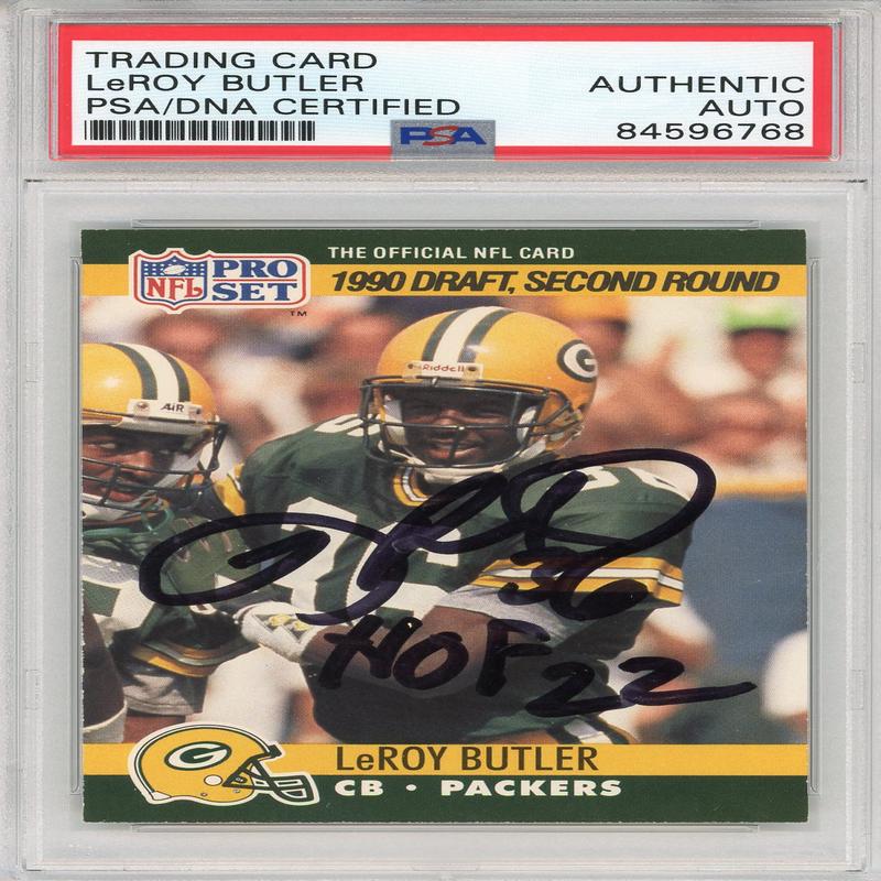 LeRoy Butler \”HOF 22\” Autographed 1990 Pro Set Rookie Card (PSA Auto)