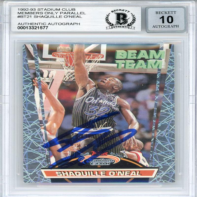Shaquille O\'Neal Autographed 1992-93 Topps Stadium Club Members Only Beam Team Card (BGS 10)