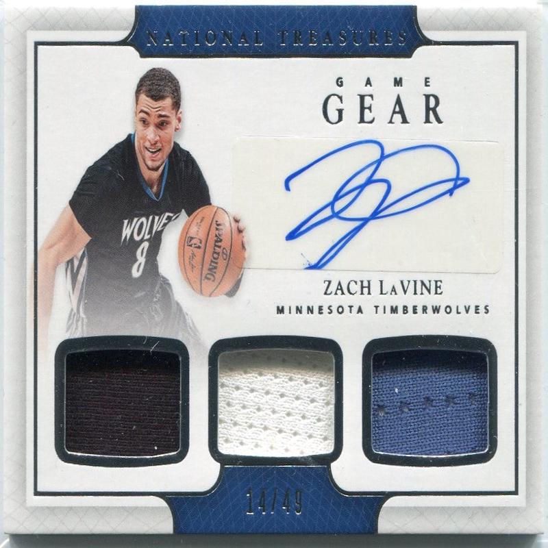 Zach Lavine Autographed 2016 - 2017 Panini National Treasures Triple Jersey 14/49