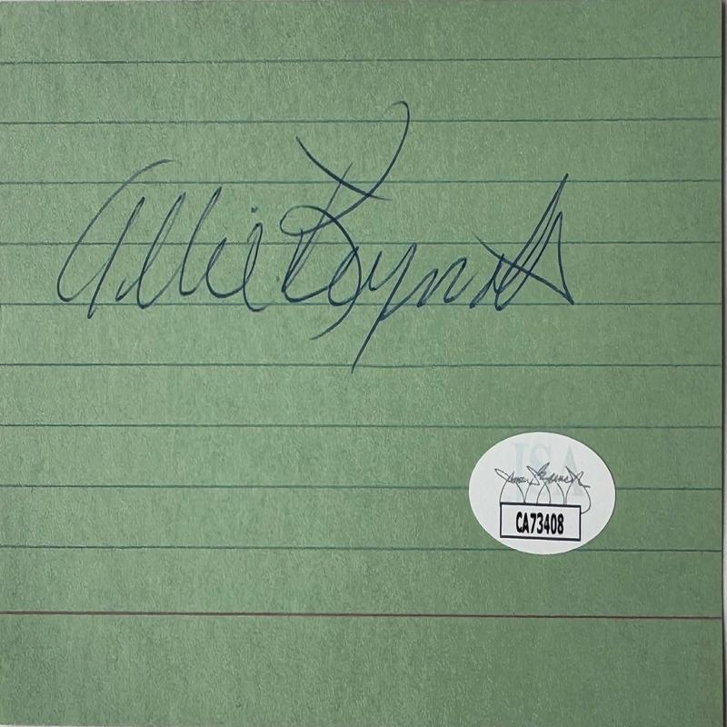 Allie Reynolds Autographed 3x5 Index Card (JSA)