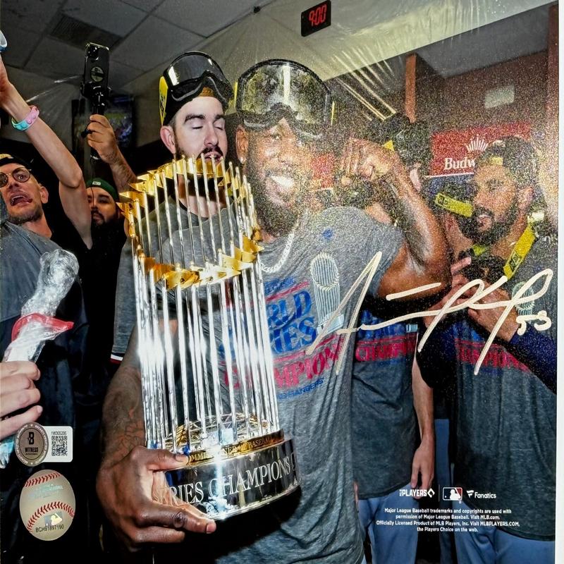 Adolis Garcia Rangers Signed 2023 World Series Champions 8×10 Photo (Beckett)
