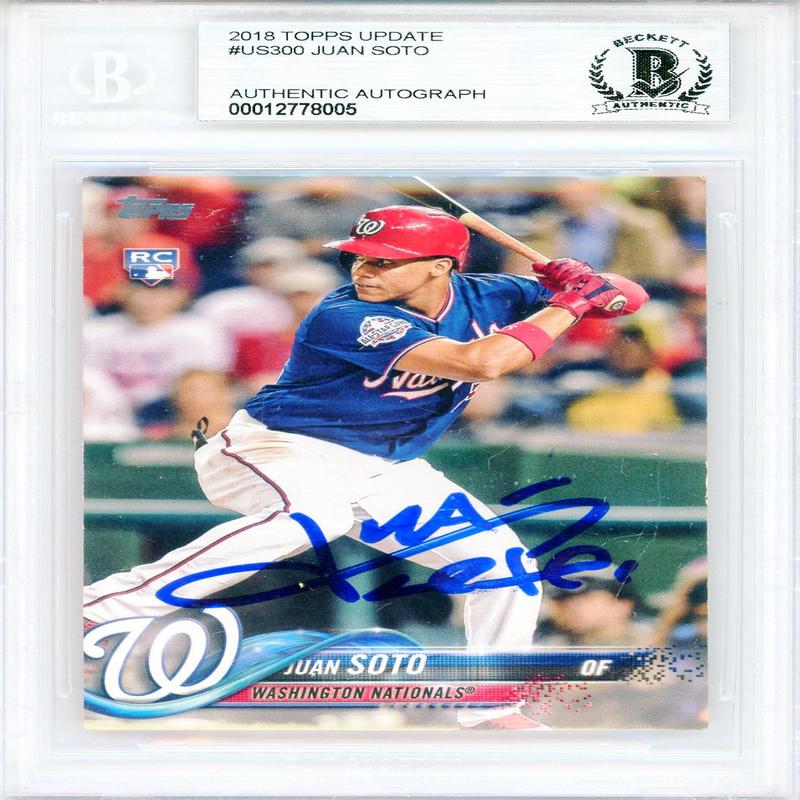 Juan Soto Autographed 2018 Topps Update Rookie Card #US300 (BGS Auto)