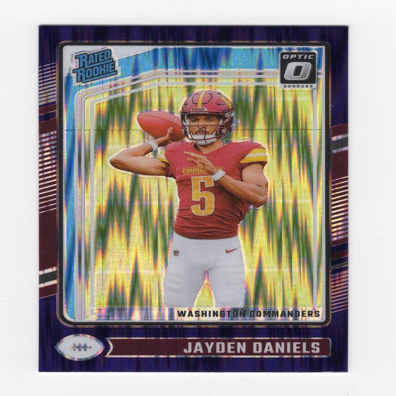 Jayden Daniels 2024 Donruss Rated Rookie Purple Shock Prizm RC #248