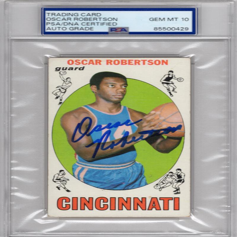 Oscar Robertson 1969 Topps Autographed Card PSA Auto Grade GEM MT 10