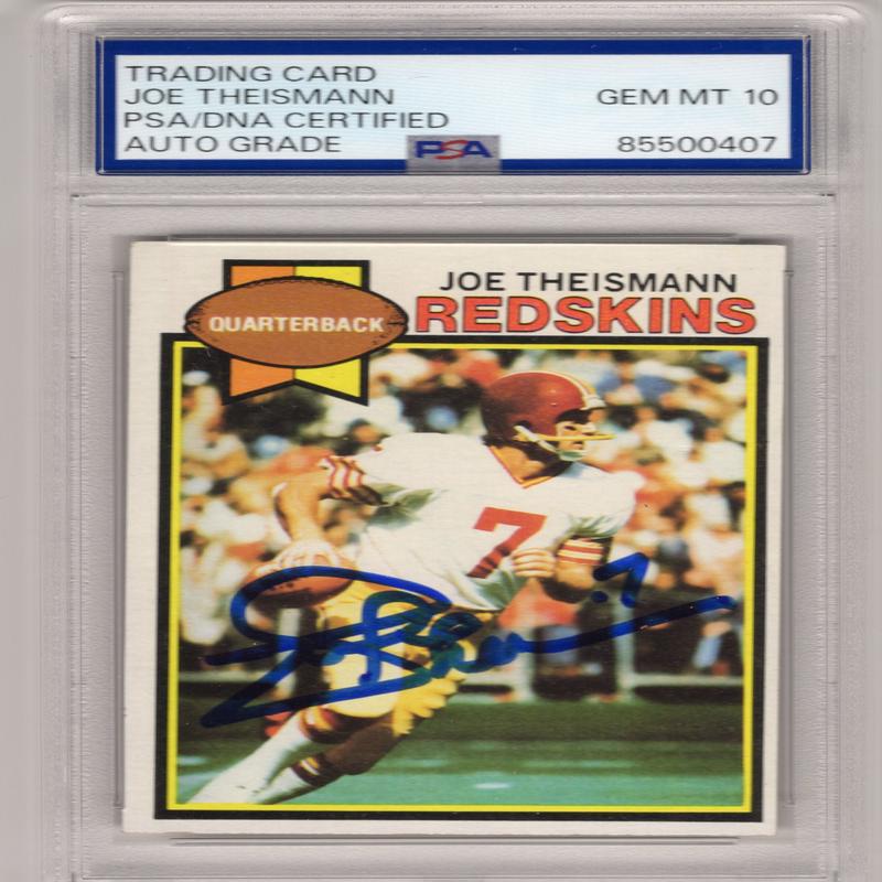 Joe Theismann Autographed 1979 Topps PSA Auto Grade 10 Card