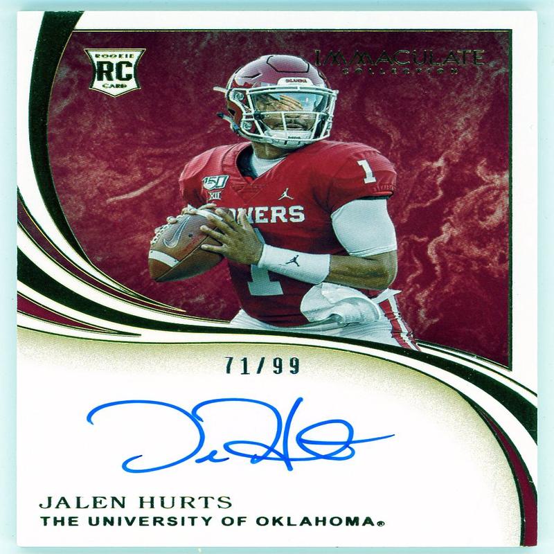 Jalen Hurts Autographed 2020 Panini Immaculate Collection Collegiate Rookie Card #133